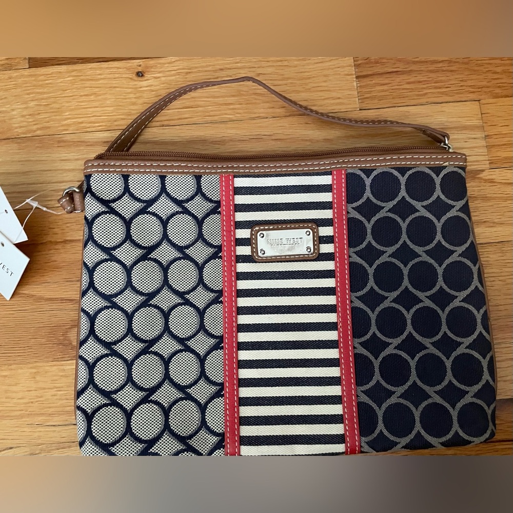 Stylish Nine West Women's Bag - 
Navy and Red and white